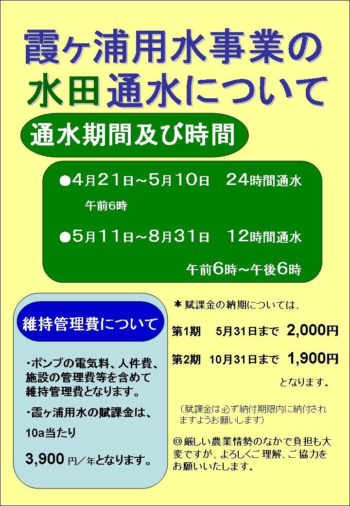 「霞ヶ浦用水事業の水田通水について」